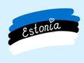 Estonian national flag with love heart, vector illustration handwritten. Simple stylized flag Estonia