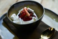 Estonian sweet dessert Kama with yoghurt mousse