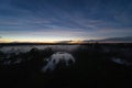 Estonian viru swamp at dusk, sunset and starry sky