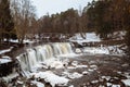 Estonian winter panorama waterfall