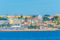 Estoril castle viewed behind Tamariz beach in Portugal Royalty Free Stock Photo