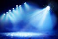 Stage during the show illuminated by spotlights. Vector illustration. Royalty Free Stock Photo