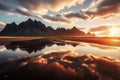 estrahorn mountain range and Stokksnes beach panorama in Iceland Royalty Free Stock Photo