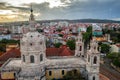 Estrela basilica Lapa, cathedral basil church Portugal Lisbon, Europe. Old architecture, air view, summer