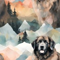 Estrela mountain watercolor dog pattern, AI Generated