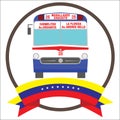 Vintage Iconic bus from Caracas Venezuela with eight stars Venezuela flag