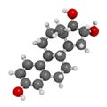 Estriol (oestriol) human estrogen hormone molecule. Atoms are represented as spheres with conventional color coding: hydrogen (