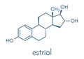 Estriol oestriol human estrogen hormone molecule. Skeletal formula.