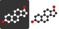 Estrogen (estradiol) female sex hormone, molecular model, flat icon style. Atoms shown as color-coded circles (oxygen - red,