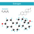 Estrogen or oestrogen molecular chemical structural formula Royalty Free Stock Photo