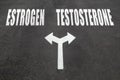 Estrogen vs testosterone choice concept