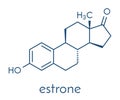 Estrone oestrone human estrogen hormone molecule. Skeletal formula.