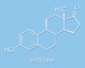 Estrone oestrone human estrogen hormone molecule. Skeletal formula.