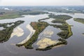 Estuary of Dutch river IJssel with small islands and wetlands