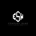 ESW letter logo design with polygon shape. ESW polygon and cube shape logo design. ESW hexagon vector logo template white and Royalty Free Stock Photo