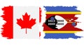 eSwatini and Canada grunge flags connection vector