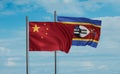 Eswatini and China flag