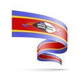 Eswatini flag in the form of wave ribbon