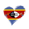 Eswatini flag heart-shaped grunge background. Vector illustration.