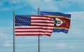 Eswatini and USA flag