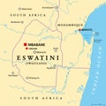 Eswatini, formerly named Swaziland, political map