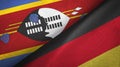 Eswatini Swaziland and Germany two flags textile cloth, fabric texture