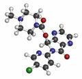 Eszopiclone hypnotic drug molecule (sleeping pill). Atoms are represented as spheres with conventional color coding: hydrogen ( Royalty Free Stock Photo