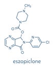 Eszopiclone hypnotic drug molecule sleeping pill. Skeletal formula.