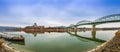 Esztergom, Hungary - Panoramic view of the beautiful Maria Valeria Bridge and Basilica of the Blessed Virgin Mary at Esztergom