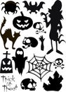 Set of cartoon vector Halloween shadow patterns