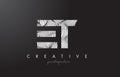 ET E T Letter Logo with Zebra Lines Texture Design Vector.