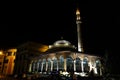 The Et`hem Bey Mosque at night on Skanderbeg Square, Tirana Royalty Free Stock Photo