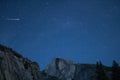 Eta Aquariids fireball and twin meteors over Half Dome Royalty Free Stock Photo