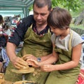 Traditional Bulgarian pottery workshop for children Royalty Free Stock Photo