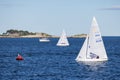 Etchells class Fleet racing sailboat yacht in the sea - Bacardi cup Invitational Regatta