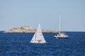 Etchells class Fleet racing sailboat yacht in the sea