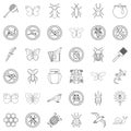 Etching icons set, outline style Royalty Free Stock Photo