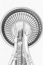 Etching of Seattle`s Space Needle Royalty Free Stock Photo