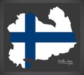 Etela-Savo map of Finland with Finnish national flag illustration