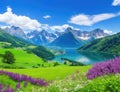 Eternal Beauty: A Scenic Blend of Mountains, Lake, and Blue Sky