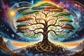 Eternal Connection: Majestic Tree of Life, Roots Deep Within Terrestrial Realm, Branches Reaching into the Heavens