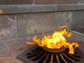 Eternal fire burns on gas memorial russia