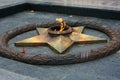 Eternal flame at memorial to fallen defenders motherland