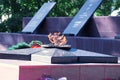 Eternal flame, memory of soldiers who died in the great Patriotic war.Borovichi Novgorod region Royalty Free Stock Photo