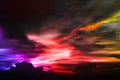 Eternal flame rainbow cloud and evening sky and ray light of sun