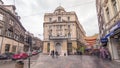 The Eternal flame in the street Ferhadija timelapse hyperlapse is a memorial to the military and civilian victims of the