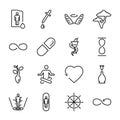 Eternal life concept vector icons set. Future immortality anti aging science symbol collection.