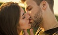 Eternal love. romantic date. sensual kiss of two lovers. people in relationship relax together. enjoying the company of Royalty Free Stock Photo