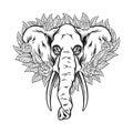 Eternal muerte elephant floral monochrome