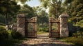Eternal Serenity: Weathered Wooden Gate Amidst Tranquil Vistas